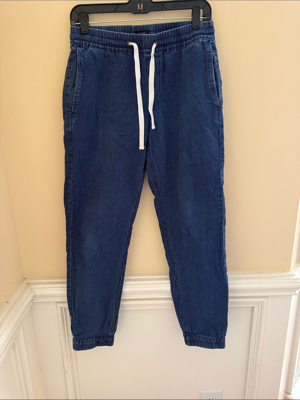 J.Crew Stadium Pant Blue Indigo Pinstripe Jogger Elastic Waist Small